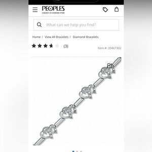 PEOPLES silver double interlocked heart bracelet